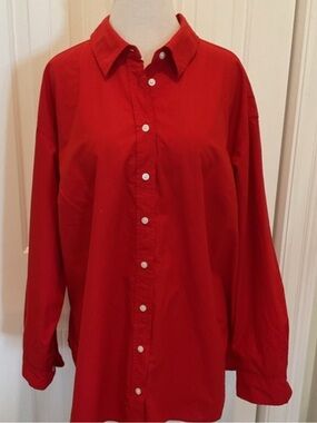 NWT- Red Oversized Classic Red button down, classic Office Boho